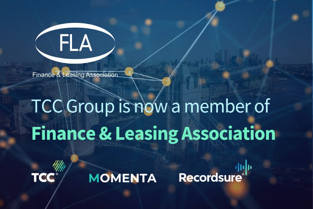 Navy tile with the FLA logo announcing TCC Group is now a member of the Finance & Leasing Association