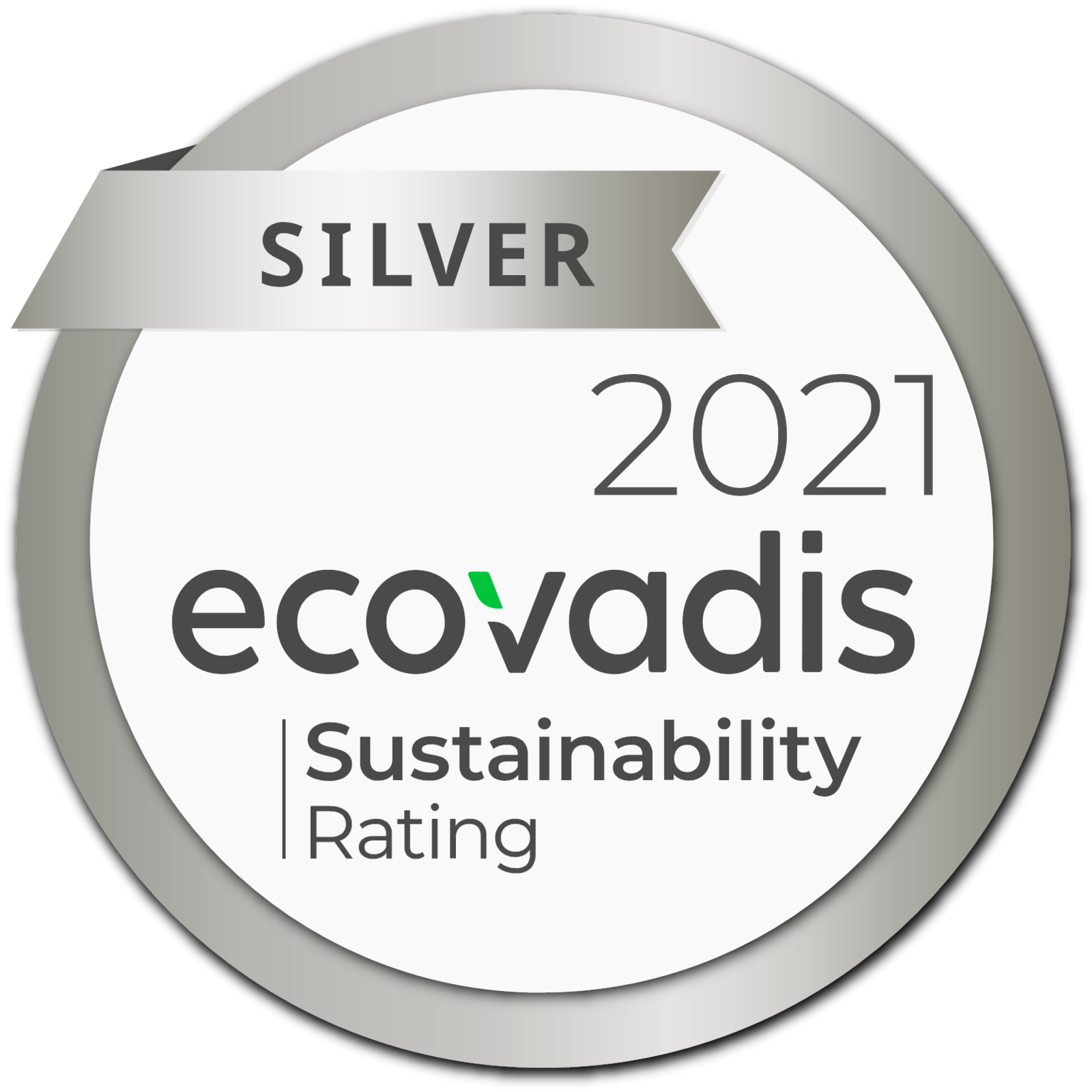 EcoVadis silver medal reading Silver 2021 Sustainability Rating